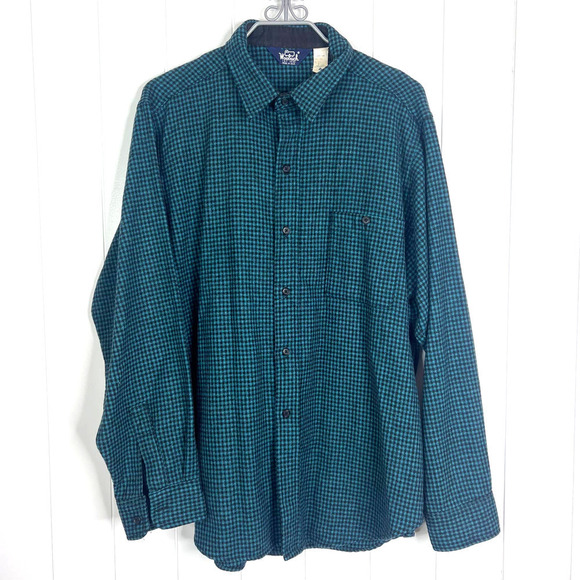 VTG Woolridge Green and Black Small Checked Button Front Shirt SZ XL - Picture 4 of 7